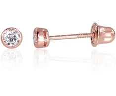 Auksiniai auskarai vinukai, užsukami, Raudonas Auksas, Cirkonai - 3 mm. - 0.32 g.