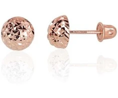 Auksiniai auskarai vinukai, užsukami, Raudonas Auksas, Be akmens - 6 mm. - 0.5 g.