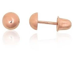 Auksiniai auskarai vinukai, užsukami, Raudonas Auksas, Be akmens - 4 mm. - 0.23 g.