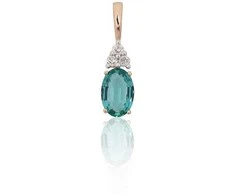 Auksinis pakabukas - 0.44 g. - 14.5 mm. - Briliantai (0,4Ct), Smaragdas (0,431Ct)