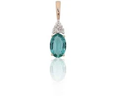 Auksinis pakabukas - 0.44 g. - 14.5 mm. - Briliantai (0,4Ct), Smaragdas (0,431Ct)
