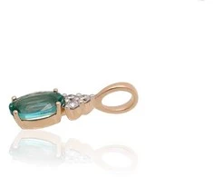 Auksinis pakabukas - 0.44 g. - 14.5 mm. - Briliantai (0,4Ct), Smaragdas (0,431Ct)
