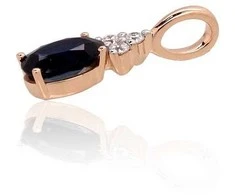 Auksinis pakabukas - 0.46 g. - 14.5 mm. - Briliantai (0,04Ct), Safyras (0,611Ct)