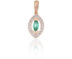 Auksinis pakabukas - 0.67 g. - 17 mm. - Briliantai (0,04Ct), Smaragdas (0,149Ct)