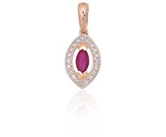 Auksinis pakabukas - 0.73 g. - 17 mm. - Briliantai (0,044Ct), Rubinas (0,211Ct)