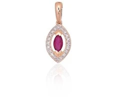 Auksinis pakabukas - 0.73 g. - 17 mm. - Briliantai (0,044Ct), Rubinas (0,211Ct)