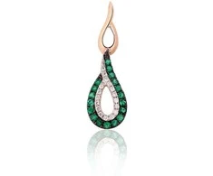 Auksinis pakabukas - 0.87 g. - 26 mm. - Briliantai (0,06Ct), Smaragdas (0,182Ct)