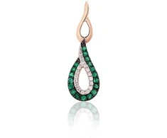Auksinis pakabukas - 0.87 g. - 26 mm. - Briliantai (0,06Ct), Smaragdas (0,182Ct)