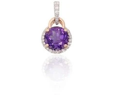 Auksinis pakabukas - 1.04 g. - 16 mm. - Briliantai (0,098Ct), Ametistas