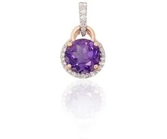 Auksinis pakabukas - 1.04 g. - 16 mm. - Briliantai (0,098Ct), Ametistas