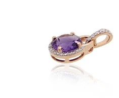 Auksinis pakabukas - 1.04 g. - 16 mm. - Briliantai (0,098Ct), Ametistas