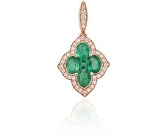 Auksinis pakabukas - 1.12 g. - 22 mm. - Briliantai (0,14Ct), Smaragdas (0,735Ct)
