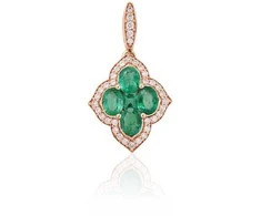 Auksinis pakabukas - 1.12 g. - 22 mm. - Briliantai (0,14Ct), Smaragdas (0,735Ct)