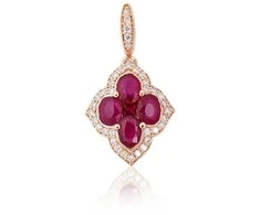 Auksinis pakabukas - 1.15 g. - 22 mm. - Briliantai (0,152Ct), Rubinas (1,005Ct)