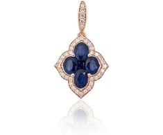 Auksinis pakabukas - 1.29 g. - 22 mm. - Briliantai (0,148Ct), Safyras (0,998Ct)
