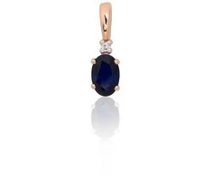 Auksinis pakabukas - 13 mm. - 0.46 g. - Briliantai (0,01Ct), Safyras (0,611Ct)