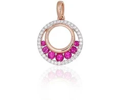Auksinis pakabukas - 1.34 g. - 19 mm. - Briliantai (0,118Ct), Rubinas (0,312Ct)