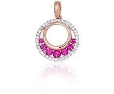 Auksinis pakabukas - 1.34 g. - 19 mm. - Briliantai (0,118Ct), Rubinas (0,312Ct)