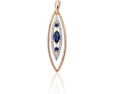 Auksinis pakabukas - 1.35 g. - 29 mm. - Briliantai (0,114Ct), Safyras (0,189Ct)