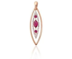 Auksinis pakabukas - 1.36 g. - 29 mm. - Briliantai (0,114Ct), Rubinas (0,221Ct)