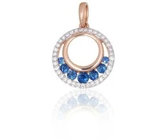 Auksinis pakabukas - 1.39 g. - 19 mm. - Briliantai (0,122Ct), Safyras (0,262Ct)