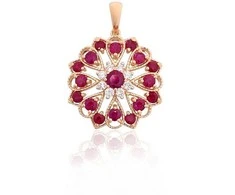 Auksinis pakabukas - 2.3 g. - 22 mm. - Briliantai (0,13Ct), Rubinas (0,98Ct)