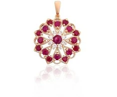 Auksinis pakabukas - 2.3 g. - 22 mm. - Briliantai (0,13Ct), Rubinas (0,98Ct)
