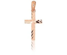 Auksinis pakabukas kryželis. Metalas: Raudonas Auksas. Praba: 585°. - 0.29 g. - 20 mm.