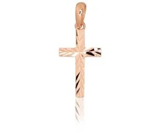 Auksinis pakabukas kryželis. Metalas: Raudonas Auksas. Praba: 585°. - 0.29 g. - 20 mm.
