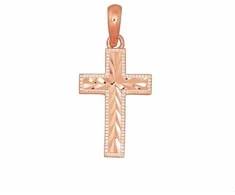 Auksinis pakabukas kryželis. Metalas: Raudonas Auksas. Praba: 585°. - 0.37 g. - 20 mm.