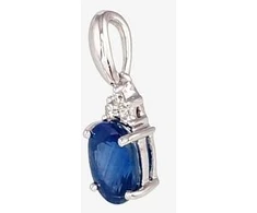 Auksinis pakabukas su brangakmeniais. . Praba: 585°. Akmuo: Briliantai , Safyras - 0.44 g. - 14 mm. - Briliantai (0,025Ct), Safyras (0,611Ct)