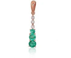 Auksinis pakabukas su brangakmeniais. . Praba: 585°. Akmuo: Briliantai , Smaragdas - 0.6 g. - 20 mm. - Briliantai (0,039Ct), Smaragdas (0,239Ct)