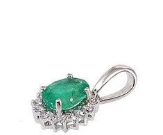 Auksinis pakabukas su brangakmeniais. . Praba: 585°. Akmuo: Briliantai , Smaragdas - 0.48 g. - 14 mm. - Briliantai (0,042Ct), Smaragdas (0,254Ct)