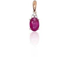 Auksinis pakabukas su brangakmeniais. . Praba: 585°. Akmuo: Briliantai , Rubinas - 0.43 g. - 14 mm. - Briliantai (0,019Ct), Rubinas (0,586Ct)