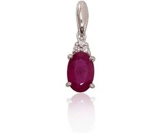 Auksinis pakabukas su brangakmeniais. . Praba: 585°. Akmuo: Briliantai , Rubinas - 0.47 g. - 14 mm. - Briliantai (0,018Ct), Rubinas (0,581Ct)
