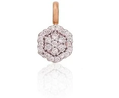 Auksinis pakabukas su brangakmeniais. Metalas: Raudonas Auksas. Praba: 585°. Akmuo: Briliantai - 11 mm. - 0.65 g. - Briliantai (0,085Ct)