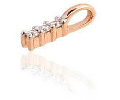 Auksinis pakabukas su brangakmeniais. Metalas: Raudonas Auksas. Praba: 585°. Akmuo: Briliantai - 11 mm. - 0.29 g. - Briliantai (0,05Ct)