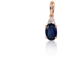Auksinis pakabukas su brangakmeniais. Metalas: Raudonas Auksas. Praba: 585°. Akmuo: Briliantai , Safyras - 14 mm. - 0.42 g. - Briliantai (0,02Ct), Safyras (0,431Ct)