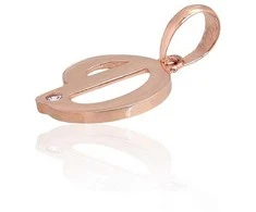 Auksinis pakabukas - vardo raidė, Raudonas Auksas, praba 585°, Akmuo: Cirkonai - 15 mm. - 0.37 g.