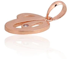 Auksinis pakabukas - vardo raidė, Raudonas Auksas, praba 585°, Akmuo: Cirkonai - 0.45 g. - 16 mm.