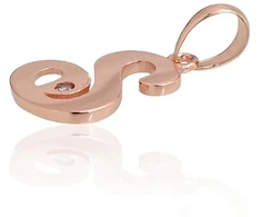 Auksinis pakabukas - vardo raidė, Raudonas Auksas, praba 585°, Akmuo: Cirkonai - 0.39 g. - 16 mm.