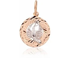 Auksinis pakabukas Zodiakas. Metalas: Raudonas/Baltas Auksas. Praba: 585° - 1.08 g. - 24 mm.