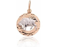Auksinis pakabukas Zodiakas. Metalas: Raudonas/Baltas Auksas. Praba: 585° - 1.08 g. - 24 mm.