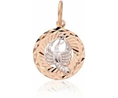 Auksinis pakabukas Zodiakas. Metalas: Raudonas/Baltas Auksas. Praba: 585° - 1.08 g. - 24 mm.