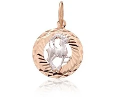 Auksinis pakabukas Zodiakas. Metalas: Raudonas/Baltas Auksas. Praba: 585° - 1.02 g. - 24 mm.