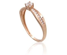 Auksinis sužadėtuvių žiedas. Praba: 585°, Metalas: Raudonas Auksas, Akmuo: Cirkonai - 17 - 1.6 g.