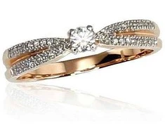 Auksinis sužadėtuvių žiedas. Praba: 585°, Metalas: Raudonas Auksas, Akmuo: Briliantai - 19.5 - 2.25 g. - Briliantai (0,239Ct)