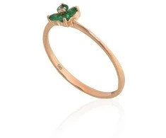 Auksinis žiedas - 1.01 g. - 16.5 - Briliantai (0,006Ct), Smaragdas (0,159Ct)