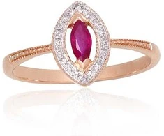 Auksinis žiedas - 16 - 1.52 g. - Briliantai (0,045Ct), Rubinas (0,146Ct)