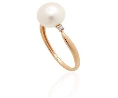 Auksinis žiedas - 16 - 1.93 g. - Briliantai (0,02Ct), Perlai